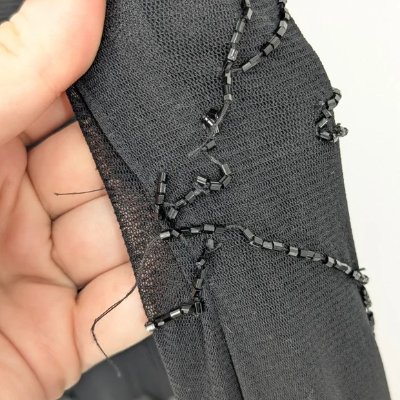 Vintage Y2K Stenay Mesh Beaded Black Evening Dress Size Large Cocktail Formal - Picture 12 of 14